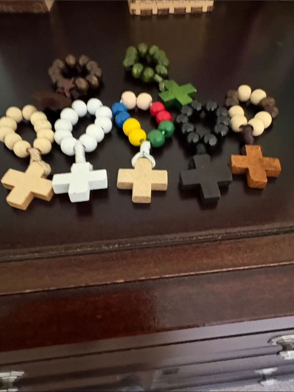 Wooden Cross Bead Rings - Multi Color Kids Toy Set